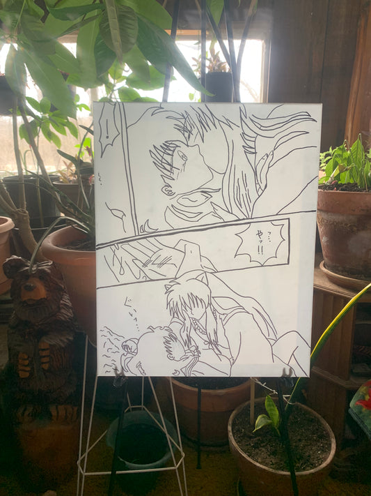 Inuyasha & Kagome Manga Raw Canvas